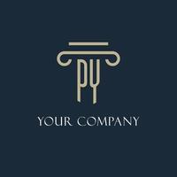 PY initial logo for lawyer, law firm, law office with pillar icon design vector