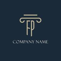 FP initial logo for lawyer, law firm, law office with pillar icon design vector