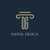 DG initial logo for lawyer, law firm, law office with pillar icon design vector