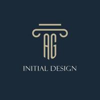 AG initial logo for lawyer, law firm, law office with pillar icon design vector