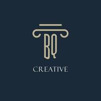 BQ initial logo for lawyer, law firm, law office with pillar icon design vector