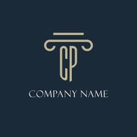 CP initial logo for lawyer, law firm, law office with pillar icon design vector