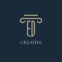 ED initial logo for lawyer, law firm, law office with pillar icon design vector