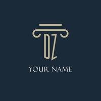 DZ initial logo for lawyer, law firm, law office with pillar icon design vector