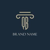 QB initial logo for lawyer, law firm, law office with pillar icon design vector