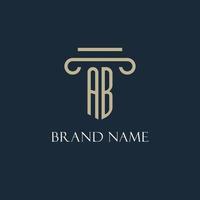 AB initial logo for lawyer, law firm, law office with pillar icon design vector