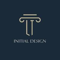 LT initial logo for lawyer, law firm, law office with pillar icon design vector
