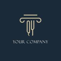 QY initial logo for lawyer, law firm, law office with pillar icon design vector