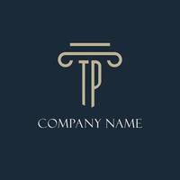 TP initial logo for lawyer, law firm, law office with pillar icon design vector