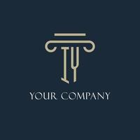 IY initial logo for lawyer, law firm, law office with pillar icon design vector