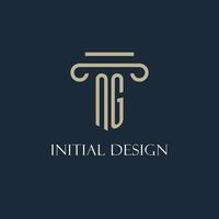 NG initial logo for lawyer, law firm, law office with pillar icon design vector