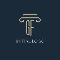 logotipo inicial gf para abogado, bufete de abogados, bufete de abogados con diseño de icono de pilar vector