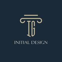 IG initial logo for lawyer, law firm, law office with pillar icon design vector