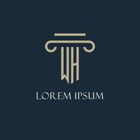 WH initial logo for lawyer, law firm, law office with pillar icon design vector