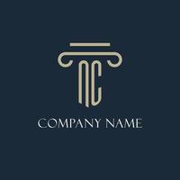 NC initial logo for lawyer, law firm, law office with pillar icon design vector