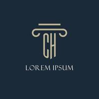 CH initial logo for lawyer, law firm, law office with pillar icon design vector