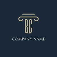 BC initial logo for lawyer, law firm, law office with pillar icon design vector