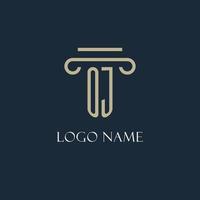 OJ initial logo for lawyer, law firm, law office with pillar icon design vector