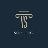 VS initial logo for lawyer, law firm, law office with pillar icon design vector