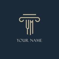 YM initial logo for lawyer, law firm, law office with pillar icon design vector