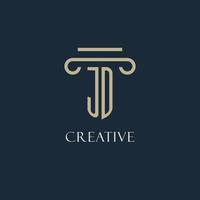 JD initial logo for lawyer, law firm, law office with pillar icon design vector