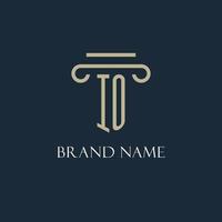 IO initial logo for lawyer, law firm, law office with pillar icon design vector