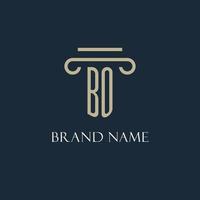 BO initial logo for lawyer, law firm, law office with pillar icon design vector