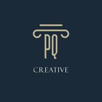 PQ initial logo for lawyer, law firm, law office with pillar icon design vector