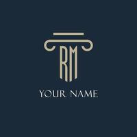 logotipo inicial de rm para abogado, bufete de abogados, bufete de abogados con diseño de icono de pilar vector