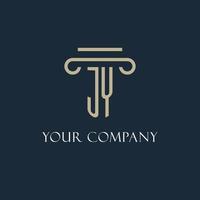 JY initial logo for lawyer, law firm, law office with pillar icon design vector