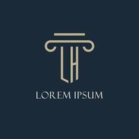 LH initial logo for lawyer, law firm, law office with pillar icon design vector