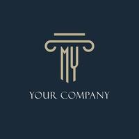 MY initial logo for lawyer, law firm, law office with pillar icon design vector