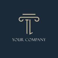 TL initial logo for lawyer, law firm, law office with pillar icon design vector