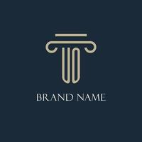 UO initial logo for lawyer, law firm, law office with pillar icon design vector