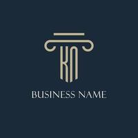 KN initial logo for lawyer, law firm, law office with pillar icon design vector