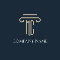 MC initial logo for lawyer, law firm, law office with pillar icon design vector