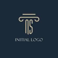 NS initial logo for lawyer, law firm, law office with pillar icon design vector