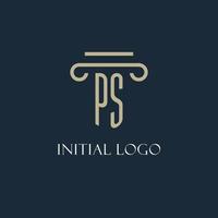 PS initial logo for lawyer, law firm, law office with pillar icon design vector