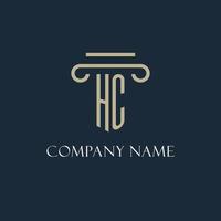 HC initial logo for lawyer, law firm, law office with pillar icon design vector