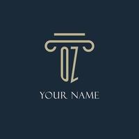 OZ initial logo for lawyer, law firm, law office with pillar icon design vector