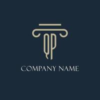 QP initial logo for lawyer, law firm, law office with pillar icon design vector