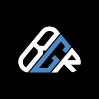 Diseño creativo del logotipo de la letra bgr con gráfico vectorial, logotipo simple y moderno de bgr en forma de triángulo redondo. vector
