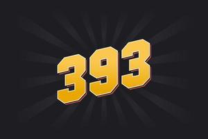 Number 393 vector font alphabet. Yellow 393 number with black background