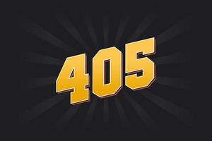 Number 405 vector font alphabet. Yellow 405 number with black background