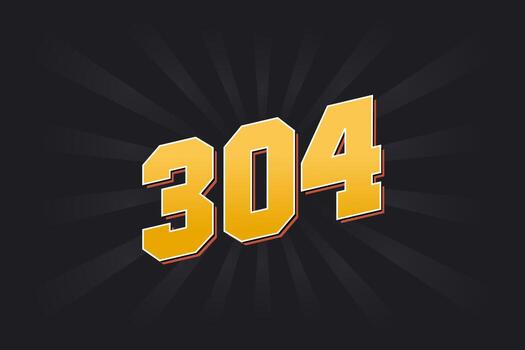 alfabeto de fuente vectorial número 304. número 304 amarillo con fondo negro vector