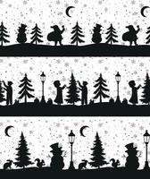 patrón sin costuras de navidad. paisaje de invierno de nieve con ciervos. tarjeta de felicitación de feliz navidad. vector