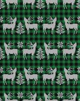Ugly sweater at Buffalo Plaid Merry Christmas and Happy New Year greeting card frame border . illustration knitted background seamless pattern with folk style scandinavian ornaments. vector