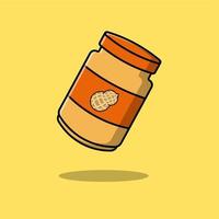 Floating Peanut Jam Cartoon Vector Icons Illustration. Flat Cartoon Concept. Suitable for any creative project.