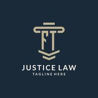 FT initial logo monogram with simple luxury pillar line vector design
