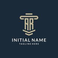 AR initial logo monogram with simple luxury pillar line vector design